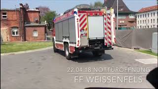 FF Weißenfels  Ausfahrt zur Nottüröffnung mit RW 2 amp DLK 2312 220418 [upl. by Ndnarb]