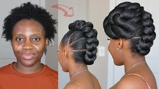 Hair Transformation Elegant Updo Style on 4c Natural Hair  Bridal GRWM Protective Styles [upl. by Dlarrej844]