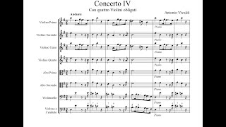 Antonio Vivaldi  Concerto for 4 Violins in E minor RV 550 Sheet Music Score [upl. by Siradal]