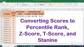 Percentile Rank Z score T score and Stanine [upl. by Rudd99]