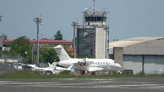 Bombardier Challenger 650 Sun Air OYLLG despegue San Sebastián [upl. by Querida]