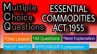 MCQs on Essential Commodities Act । आवश्यक वस्तु अधिनियम [upl. by Ahsikin440]