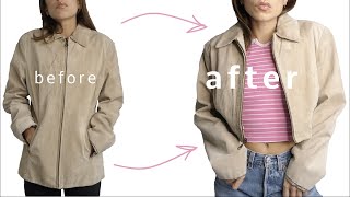 How to Crop a Leather Jacket  Sewing Tutorial [upl. by Groark]