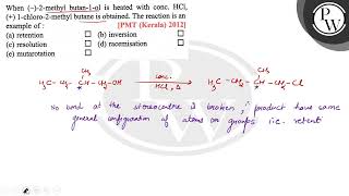 When 2methyl butan1ol is heated with conc HCl  1chloro2methyl butane is obtained [upl. by Naeruat936]