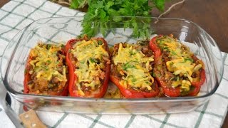 Pimientos rellenos de carne ¡Gratinados Una auténtica delicia [upl. by Noyahs]