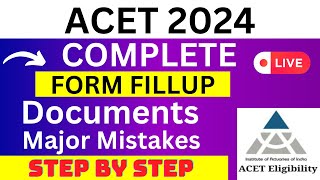 ACET 2024 Application Form  ACET Registration 2024 How To Fill ACET 2024 Application Form [upl. by Aihsemaj]