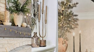 Decorate With Me  2 Christmas Mantels 2023 Pottery Barn Inspired Thanksgiving  Christmas [upl. by Fredenburg]