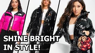 Shiny Nylon Wet Look Jacket Fashion  Bold Puffer Jackets amp Trendy Styles [upl. by Follmer778]