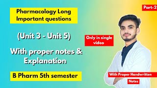 Pharmacology B Pharm 5th semester important questions। Long Questions। Part2। [upl. by Damle]