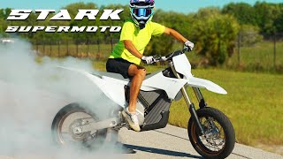 Worlds Fastest ELECTRIC SUPERMOTO 80HP Stark Varg 100mph [upl. by Eirameinna]