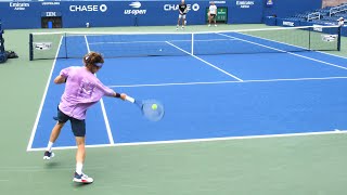 Andrey Rublev Tests Forehand BWEH Power with New Racket [upl. by Hnil412]