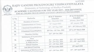 Academic Calendar 202324  RGPV BTech 2nd3rd Year Time Table  RGPV Big Update [upl. by Naibaf]