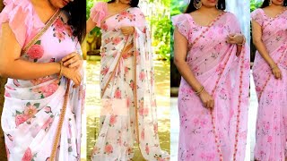 Simple and stylish saree designdesigner sarees onlineparty wear saree designssaree blouse designs [upl. by Sandi]