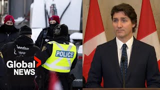 Trudeau says feds had quotno other choicequot but to invoke Emergencies Act during trucker protests  FULL [upl. by Ruff]