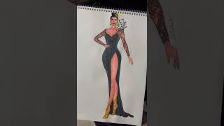 Siyah bir elbise çizimi moda tasarım çizimleri art drawing beniöneçıkart shorts [upl. by Elyac]