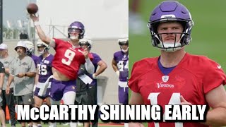 JJ McCarthy Looking GOOD at Training Camp So Far Sam Darnold Inconsistent 👀👀👀 [upl. by Irac]