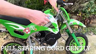 How to start 50cc 2 stroke dirt bike  first start  cold start  pull starter [upl. by Mansoor]