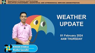 Public Weather Forecast issued at 4AM  February 01 2024  Thursday [upl. by Refinnaj]