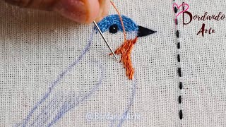 BORDADO A MANO PINTAR CON HILOS AVE  HAND EMBROIDERY NEEDLE PAINTING [upl. by Dennard296]