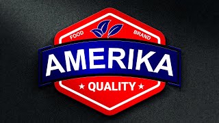 How to create FOOD BRNMAD Amerika Quality Logo icon design in Illustrator CC Tutorial [upl. by Lesko]