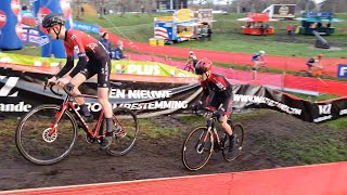 short UCI cyclocross World Cup Hulst 2023 short impression U17 Nieuwelingen Melvin Couqué [upl. by Ajam]