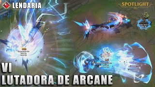 Vi Lutadora de Arcane LENDARIA  Skin Spotlight PREVIA [upl. by Elleinahc561]