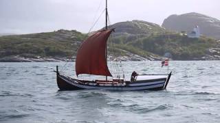 Nordlandsbat traditional sailing boat In Trondheim Fjord [upl. by Ellerrad211]