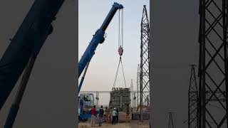 liebherr ltm 1100 mobile crane 50 ton transformer unloading liebherrcranes mobilcrane african [upl. by Awram]