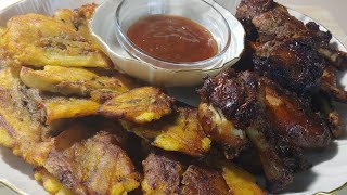 Delicious honey barbecue wings with green plantains so delicious 😋 [upl. by Storm]