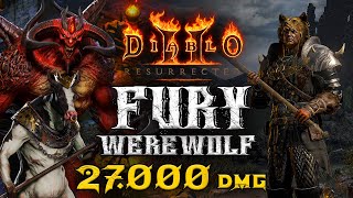 Fury Werewolf Druid 27000 damage  Diablo 2 Resurrected  Secret Cows and Diablo Run [upl. by Laktasic]