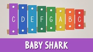 How to play Baby Shark on a Xylophone  Easy Songs  Tutorial [upl. by Bucher]