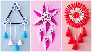 3 Easy paper Flower Wall Hanging  Home Decoration  A4 sheet craft  DIY Wall Decorschool craft [upl. by Swanhildas632]