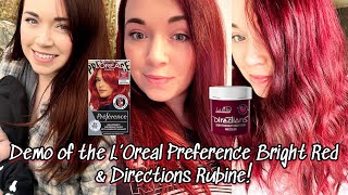 DEMO OF THE L’ORÉAL PREFERENCE COLORISTA BRIGHT RED AND LA RICHE DIRECTIONS RUBINE [upl. by Lowrance]