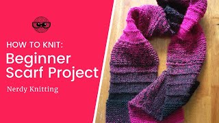 How to Knit a Simple Scarf for Beginners with one skein of Lion Brand Scarfie yarn [upl. by Lanita]