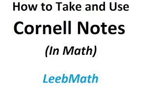 How to Take and Use Cornell Notes in Math [upl. by Anadroj]