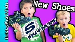 HobbyKids Get NEW SHOES Skechers Shopping Haul Fashion Store by HobbyKidsVids [upl. by Ynotna715]