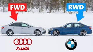 Audi FWD VS BMW RWD  The Ultimate Test on Snow ❄️ [upl. by Tiduj]