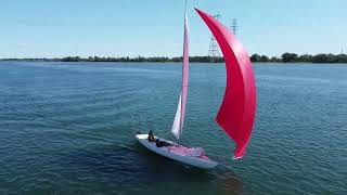 Flying an asymetrical on an Etchells with diy bowsprit [upl. by Ayala]