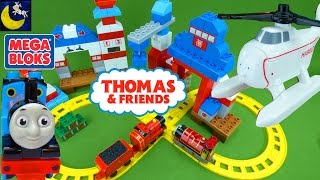 Mega Bloks Thomas amp Friends Rescue Center Heroes with Harold James Percy Toby Train Toys Video [upl. by Dagall]