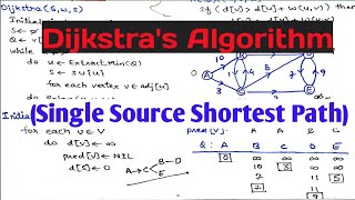 Dijkstras Algorithm for Single source shortest path using Greedy Method [upl. by Animahs341]