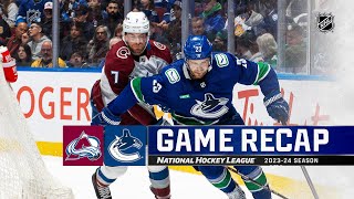 Avalanche  Canucks 313  NHL Highlights 2024 [upl. by Ahsitruc743]