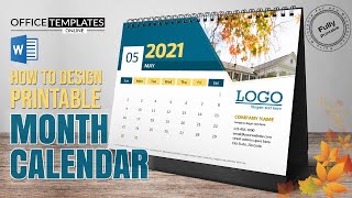 How to Design Printable Month Calendar in MS Word  OnePage Calendar [upl. by Leinahtam828]