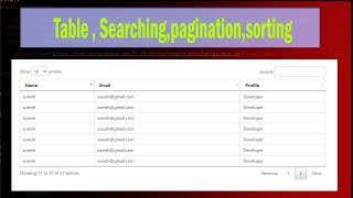 Searching  sorting  pagination add on Table  HTMLJQueryDataTable [upl. by Neilla]