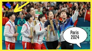 Lovely moment of North Korea and South Korea at table tennis Paris Olympics 2024 [upl. by Lemal]