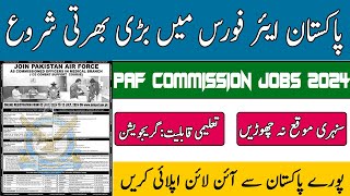 PAF Latest Jobs Pakistan Airforce Commission Jobs 2024 Apply Online [upl. by Bucella623]