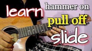 Guitar Hammer on Pull off and slides  Basic Beginners Lesson  Learn KKHH Theme [upl. by Dov]