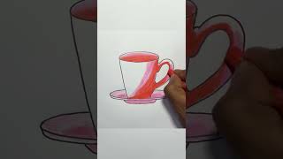 Speed sketch of a cup plant drawing for beginnersshorts How to draw cup and plate [upl. by Ecyarg]