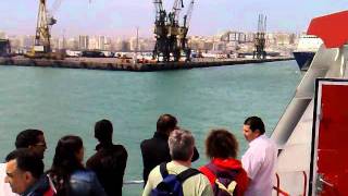 Ferry Boat Arrival in Tangier Morocco coming from Tarifa Spain [upl. by Eenhat]