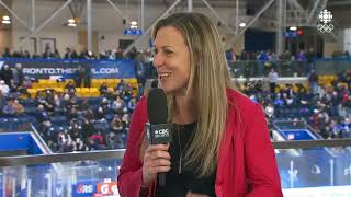 Andi Petrillo interviews Jayna Hefford during the intermission of the first game ever of the PWHL [upl. by Notnek957]