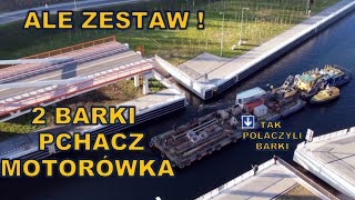 Przekop Mierzei Wiślanej  ależ zestaw Dwie barkipchacz i motorówka wpływają do śluzy  dron 4K [upl. by Chute]